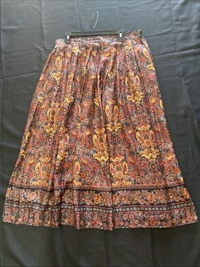 Floral Paisley Maxi Skirt in Burgundy and Gold
